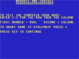 Title screen of Noughts & Crosses (Pan Books) on the Commodore 64.