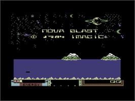 Title screen of Nova Blast on the Commodore 64.