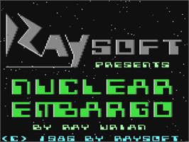 Title screen of Nuclear Embargo on the Commodore 64.