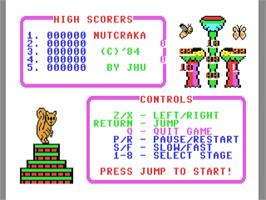 Title screen of Nutcraka on the Commodore 64.