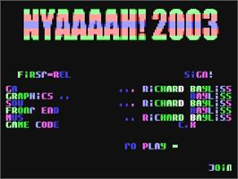 Title screen of Nyaaaah! 2003 on the Commodore 64.