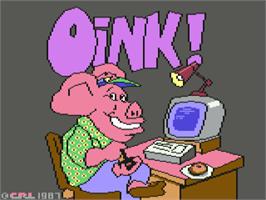 Title screen of Oink! on the Commodore 64.