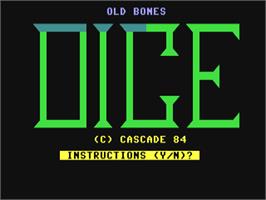 Title screen of Old Bones Dice on the Commodore 64.