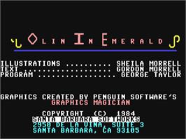Title screen of Olin In Emerald - Kingdom Of Myrrh on the Commodore 64.
