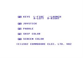 Title screen of Omega Race on the Commodore 64.