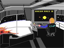 Title screen of Omega Race 2 on the Commodore 64.