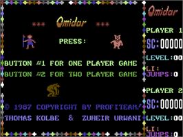 Title screen of Omidar on the Commodore 64.