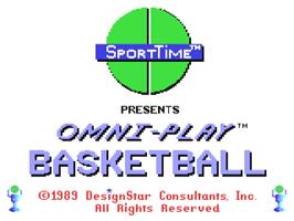 Title screen of Omni-play Basketball on the Commodore 64.