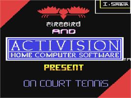 Title screen of On Court Tennis on the Commodore 64.