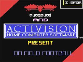 Title screen of On Field Football on the Commodore 64.