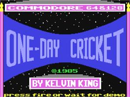 Title screen of One-day Cricket on the Commodore 64.