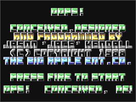 Title screen of Oops (Norwaygames) on the Commodore 64.