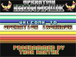Title screen of Operation Ironhawk on the Commodore 64.