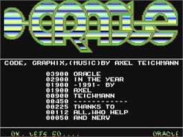 Title screen of Oracle on the Commodore 64.