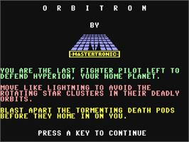 Title screen of Orbitron on the Commodore 64.