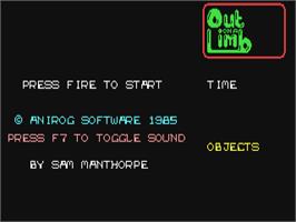 Title screen of Out On A Limb on the Commodore 64.