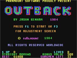 Title screen of Outback on the Commodore 64.
