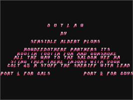 Title screen of Outlaw (Hawksoft) on the Commodore 64.
