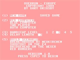 Title screen of Overrun - Europe on the Commodore 64.