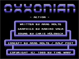 Title screen of Oxxonian on the Commodore 64.