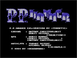 Title screen of P. P. Hammer and His Pneumatic Weapon on the Commodore 64.