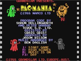 Title screen of Pac-Mania on the Commodore 64.