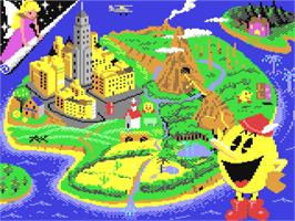 Title screen of Pac-land on the Commodore 64.