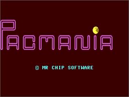 Title screen of Pac-mania on the Commodore 64.