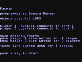 Title screen of Pacman (Donald Burden) on the Commodore 64.