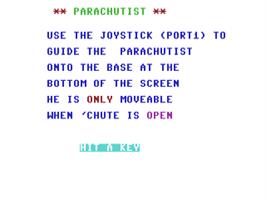 Title screen of Parachutist on the Commodore 64.