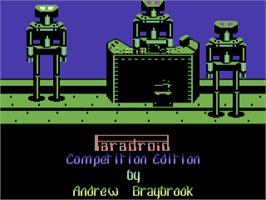 Title screen of Paradroid - Competition Edition on the Commodore 64.