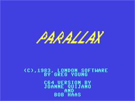 Title screen of Parallax (Ocean) on the Commodore 64.