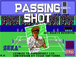 Title screen of Passing Shot on the Commodore 64.