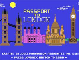 Title screen of Passport To London on the Commodore 64.