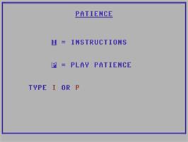Title screen of Patience (CP Verlag) on the Commodore 64.