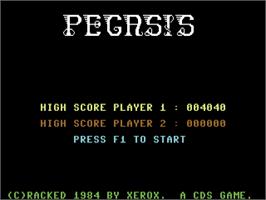 Title screen of Pegasis on the Commodore 64.