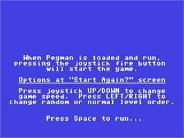 Title screen of Pegman on the Commodore 64.