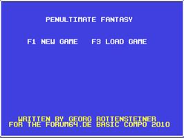 Title screen of Penultimate Fantasy (2014) on the Commodore 64.