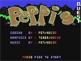 Title screen of Peppi's Quest on the Commodore 64.