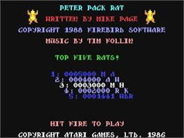 Title screen of Peter Pack Rat on the Commodore 64.