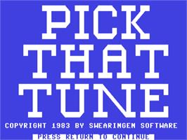 Title screen of Pick That Tune on the Commodore 64.