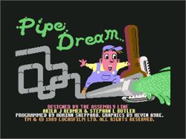 Title screen of Pipe Dream on the Commodore 64.