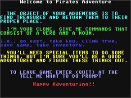 Title screen of Pirate Adventure (Adventure International) on the Commodore 64.