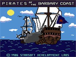 Title screen of Pirates Of The Barbary Coast on the Commodore 64.