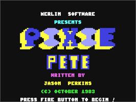 Title screen of Pixie Pete on the Commodore 64.
