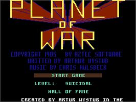 Title screen of Planet Of War on the Commodore 64.