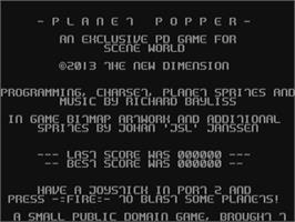 Title screen of Planet Popper on the Commodore 64.