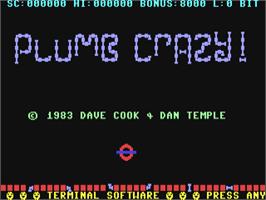 Title screen of Plumb Crazy on the Commodore 64.