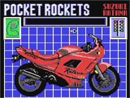 Title screen of Pocket Rockets on the Commodore 64.