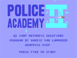 Title screen of Police Academy 2 on the Commodore 64.